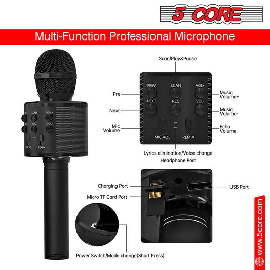 5Core Wireless Karaoke Microphone Bluetooth Mic Portable Handheld Microfonos Inalambricos BLACK & BLUE-1
