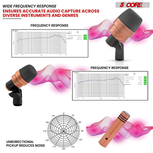 5Core Conga Mic Snare Tom Microphone Drum Kit Condenser XLR Instrument Mics Copper XP-1