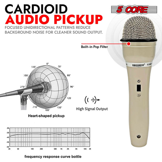 5Core XLR Microphone Dynamic Mic Karaoke Singing Studio Mics Handheld Microfono-1
