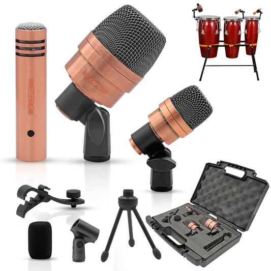 5Core Conga Mic Snare Tom Microphone Drum Kit Condenser XLR Instrument Mics Copper XP-0