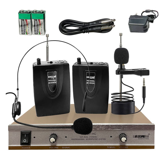 5Core Wireless Microphones w 1 Headset 1 Collar Mic + Receiver Microfono Inalambrico-0